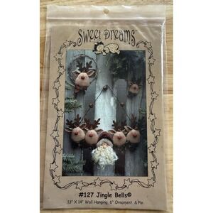 Sweet Dreams Pattern # 127 JINGLE BELLS 13"x14" Wall Hanging, 6" Ornament & Pin